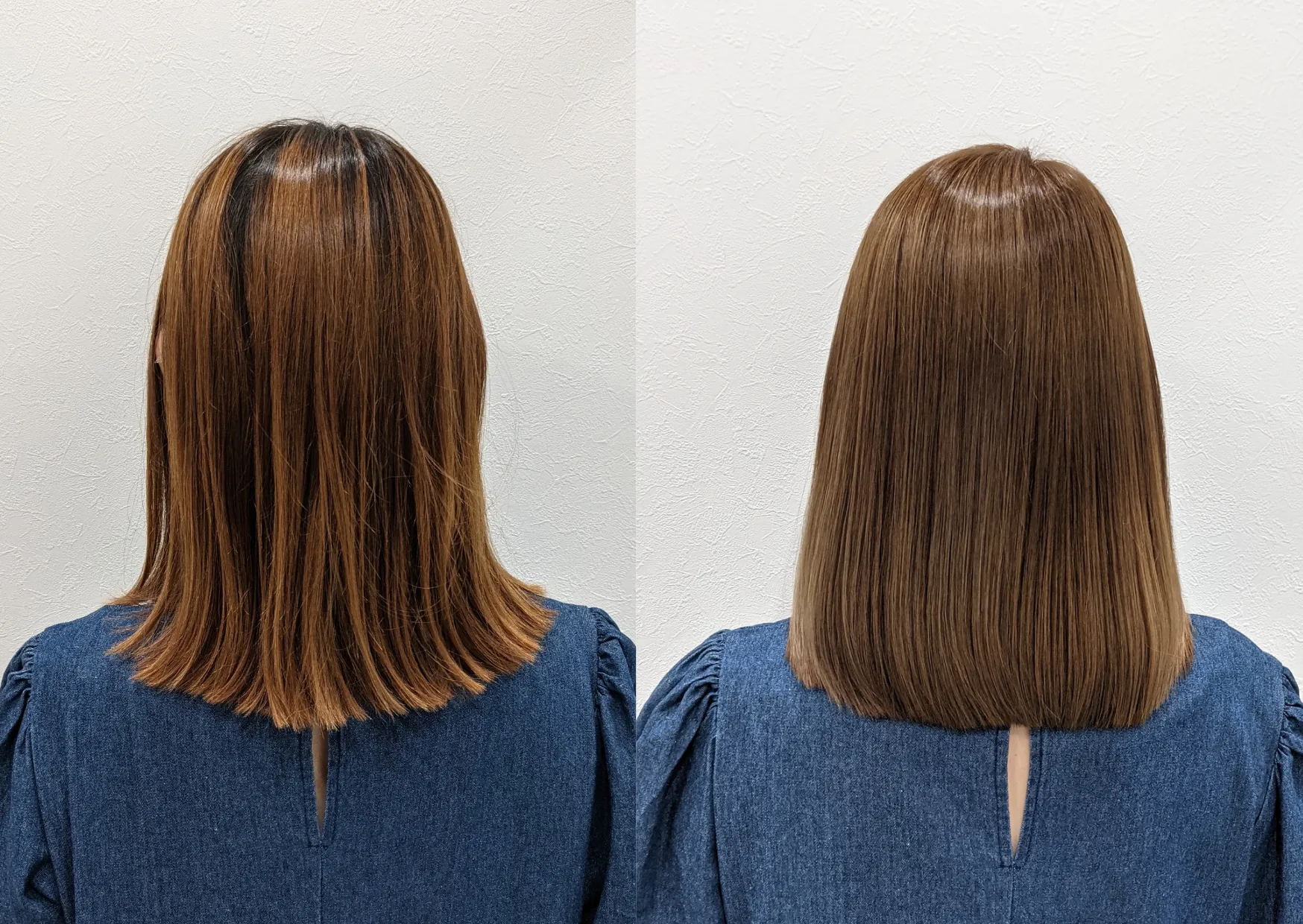 縮毛矯正をした髪はカラーが上手くいかない。|ビフォーアフター|梅田にある美容室Retto: